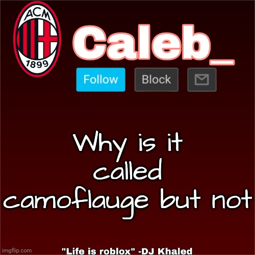 Caleb_ New Announcement Temp | Why is it called camoflauge but not | image tagged in caleb_ new announcement temp | made w/ Imgflip meme maker