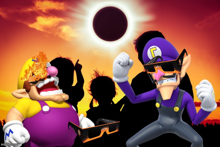 Wario Dies After Waluigi Dares Him To Look Directly Into The Solar Eclipse | image tagged in solar eclipse | made w/ Imgflip meme maker