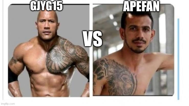 X vs Y | APEFAN; GJYG15; VS | image tagged in x vs y | made w/ Imgflip meme maker