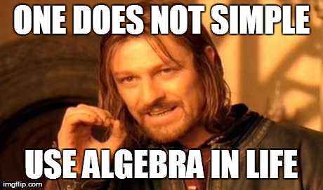 One Does Not Simply Meme | ONE DOES NOT SIMPLE USE ALGEBRA IN LIFE | image tagged in memes,one does not simply | made w/ Imgflip meme maker