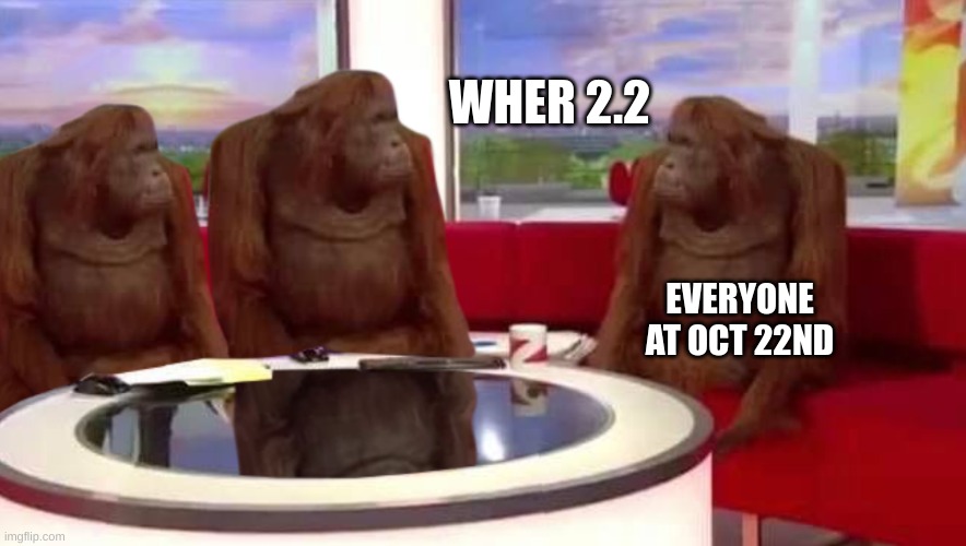 where monkey | WHER 2.2; EVERYONE AT OCT 22ND | image tagged in where monkey | made w/ Imgflip meme maker