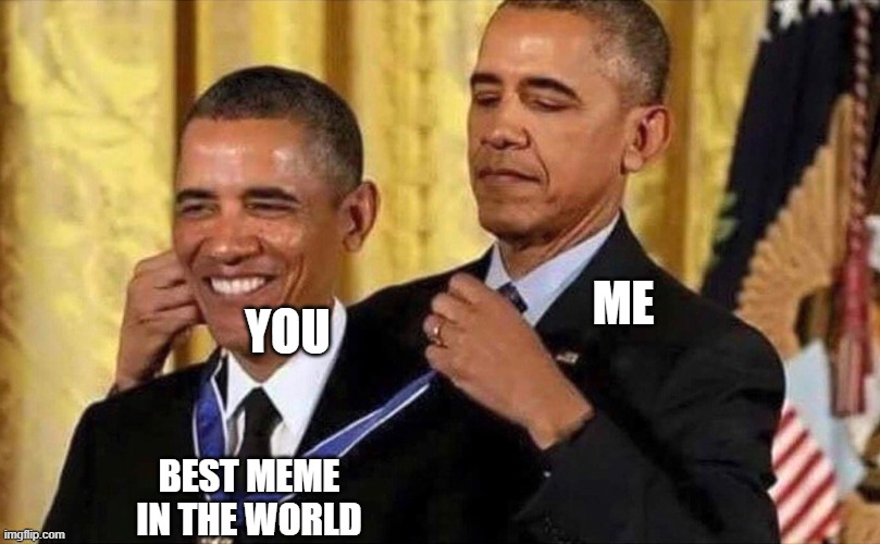Barack Obama Medal | ME YOU BEST MEME IN THE WORLD | image tagged in barack obama medal | made w/ Imgflip meme maker