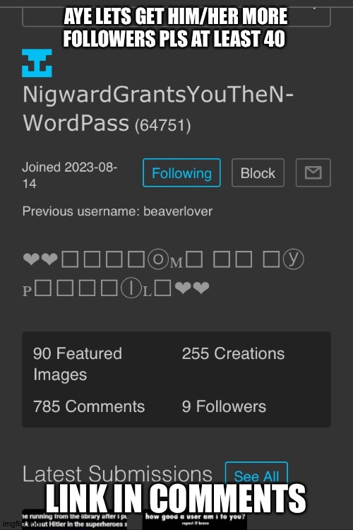Pls | AYE LETS GET HIM/HER MORE FOLLOWERS PLS AT LEAST 40; LINK IN COMMENTS | image tagged in pls | made w/ Imgflip meme maker