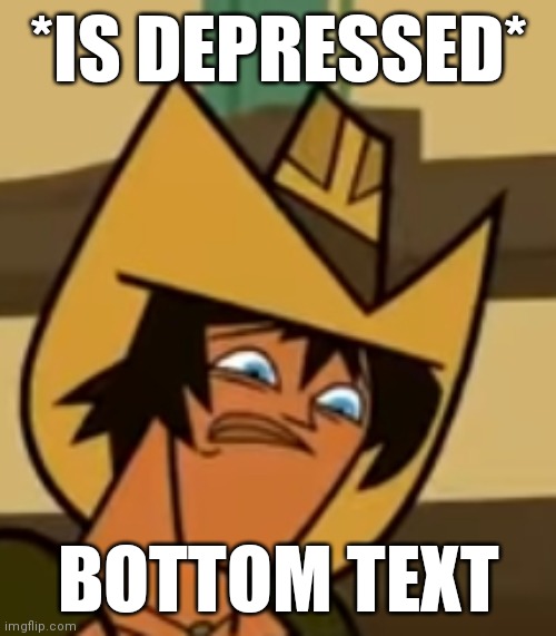 Hes sad :c | *IS DEPRESSED*; BOTTOM TEXT | image tagged in justin,tda | made w/ Imgflip meme maker