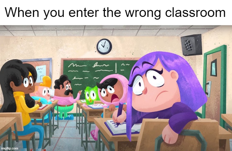 WRONG CLASSROOM BRO | When you enter the wrong classroom | image tagged in duo friends shocked | made w/ Imgflip meme maker
