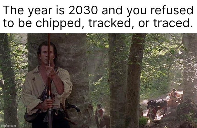 Off the grid. | The year is 2030 and you refused to be chipped, tracked, or traced. | image tagged in memes | made w/ Imgflip meme maker