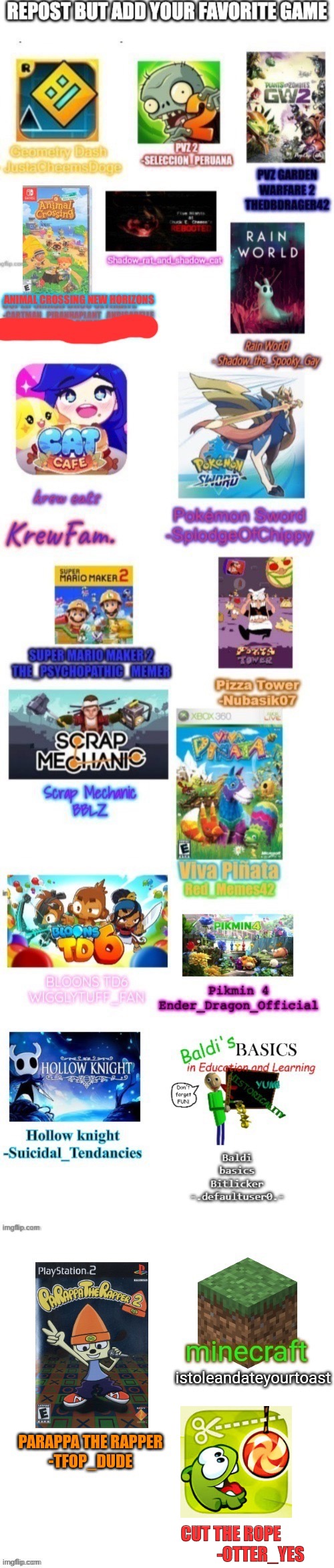 Repost and add your favorite game | CUT THE ROPE                   -OTTER_YES | image tagged in repost | made w/ Imgflip meme maker