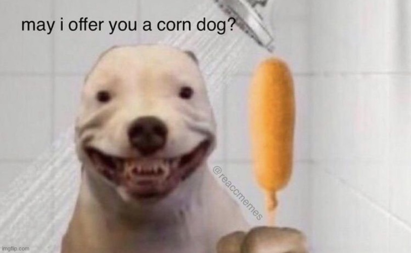 Pitbull offers you an HP corndog! Take it? | image tagged in may i offer you a corn dog | made w/ Imgflip meme maker