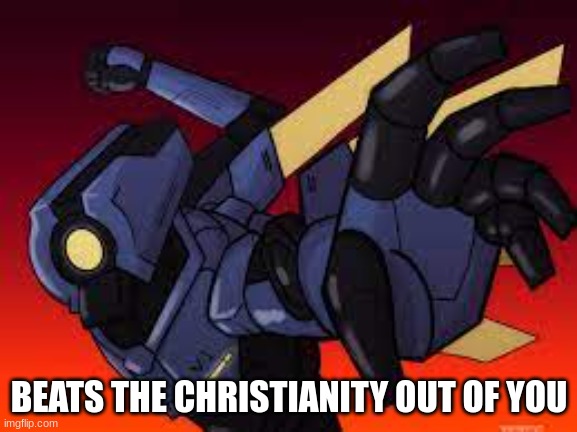 V1 be like: | BEATS THE CHRISTIANITY OUT OF YOU | image tagged in ultrakill v1 pepe punch | made w/ Imgflip meme maker