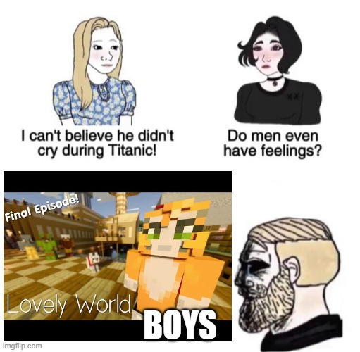 its a shame | BOYS | image tagged in chad crying | made w/ Imgflip meme maker