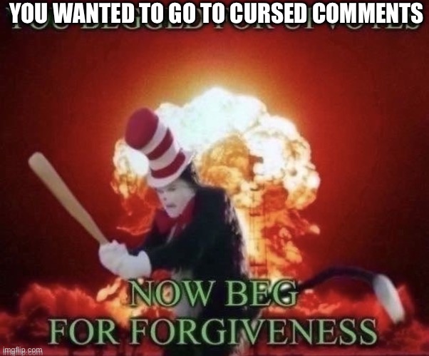Beg for forgiveness | YOU WANTED TO GO TO CURSED COMMENTS | image tagged in beg for forgiveness | made w/ Imgflip meme maker