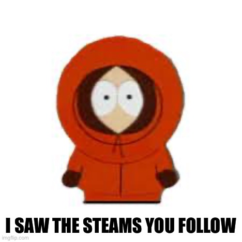 This should be a template | I SAW THE STEAMS YOU FOLLOW | image tagged in i saw what streams you follow,kenny | made w/ Imgflip meme maker