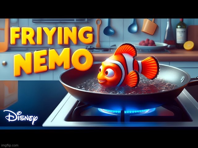 Disney frying Nemo. | image tagged in disney frying nemo | made w/ Imgflip meme maker