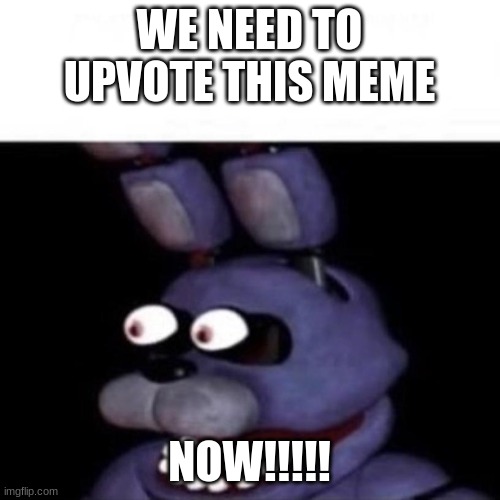 Bonnie Eye Pop | WE NEED TO UPVOTE THIS MEME NOW!!!!! | image tagged in bonnie eye pop | made w/ Imgflip meme maker