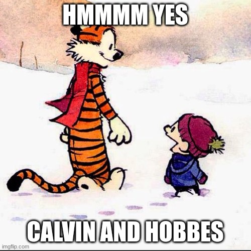Calvin and hobbs | HMMMM YES CALVIN AND HOBBES | image tagged in calvin and hobbs | made w/ Imgflip meme maker