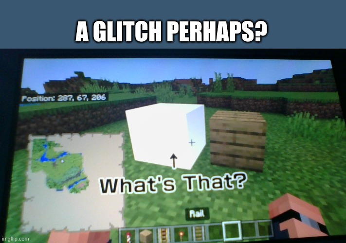 A GLITCH PERHAPS? | image tagged in minecraft memes | made w/ Imgflip meme maker