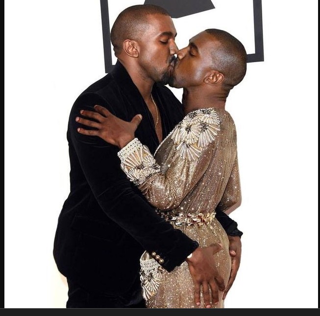 Kanye west kissing himself Blank Meme Template