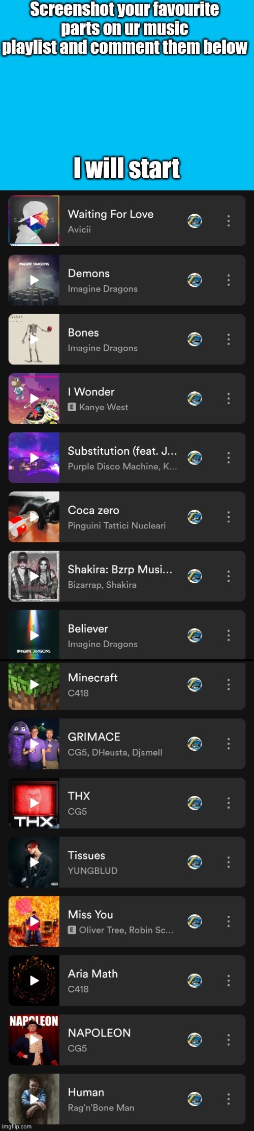 Music playlist Blank Meme Template