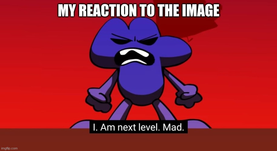 BFB I am next level mad | MY REACTION TO THE IMAGE | image tagged in bfb i am next level mad | made w/ Imgflip meme maker