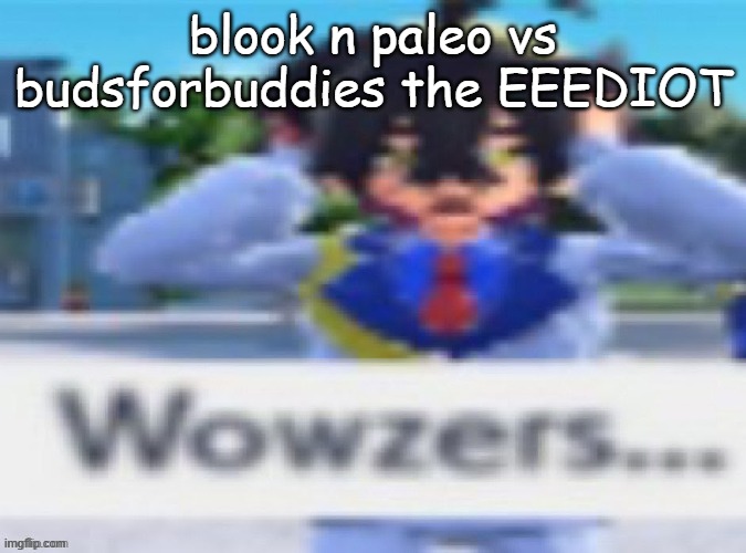 A.mp3 | blook n paleo vs budsforbuddies the EEEDIOT | image tagged in kieran wowzers but my temp | made w/ Imgflip meme maker