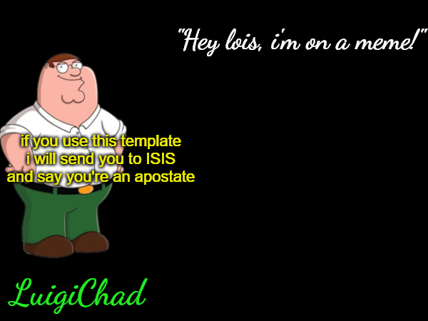 High Quality LuigiChad Peter Griffin announcement Blank Meme Template