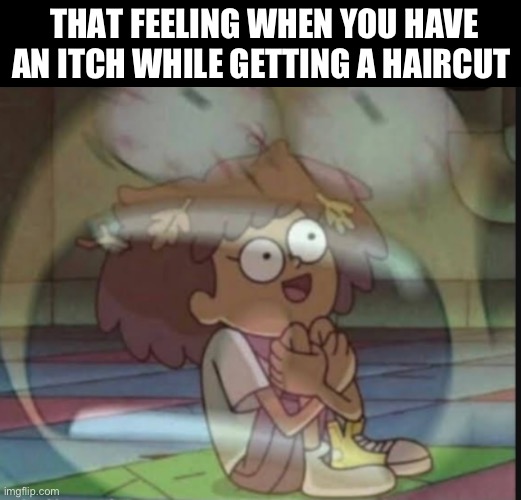 THAT FEELING WHEN YOU HAVE AN ITCH WHILE GETTING A HAIRCUT | image tagged in internal screaming amphibia | made w/ Imgflip meme maker