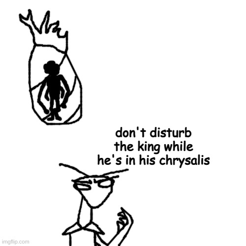 metamorphosis | don't disturb the king while he's in his chrysalis | made w/ Imgflip meme maker