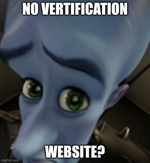 I need it! | NO VERTIFICATION; WEBSITE? | image tagged in megamind no bitches,need code | made w/ Imgflip meme maker