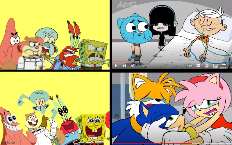 spongebob friends dislike tlh defbed and likes sonic deathbed | image tagged in spongebob,sonic the hedgehog,drake meme,death bed | made w/ Imgflip meme maker