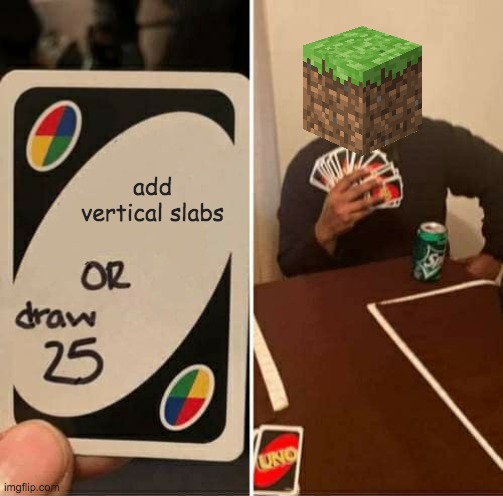 UNO Draw 25 Cards Meme | add vertical slabs | image tagged in memes,uno draw 25 cards | made w/ Imgflip meme maker