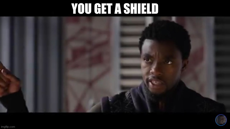 Black Panther - Get this man a shield | YOU GET A SHIELD | image tagged in black panther - get this man a shield | made w/ Imgflip meme maker
