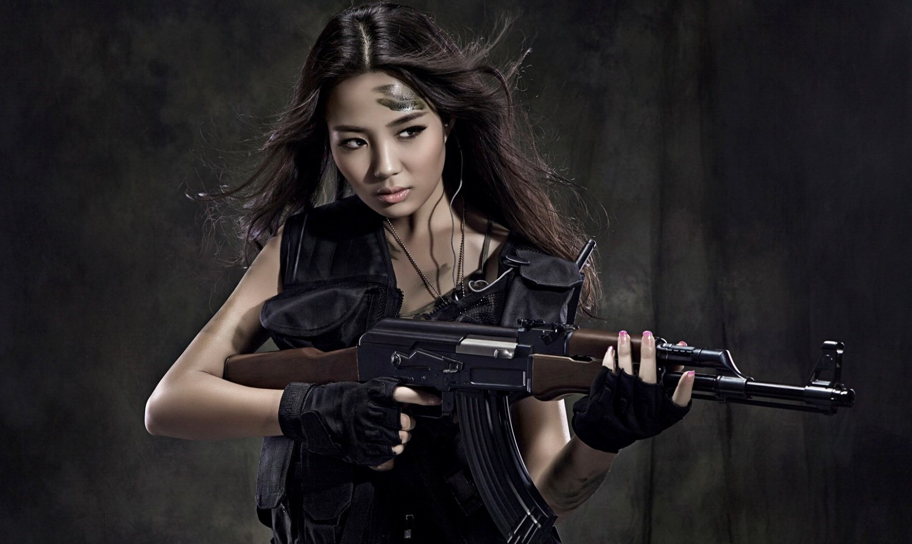 AK-47 7.62x39mm Asian Woman hot JPP Blank Meme Template