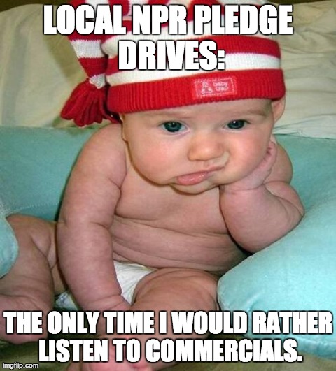 bored | LOCAL NPR PLEDGE DRIVES: THE ONLY TIME I WOULD RATHER LISTEN TO COMMERCIALS. | image tagged in bored | made w/ Imgflip meme maker