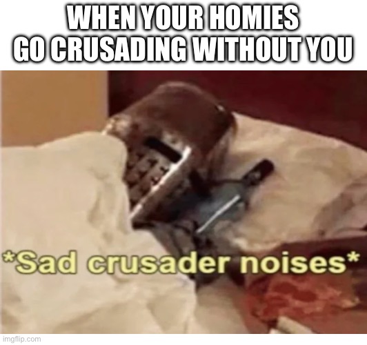 Sad | WHEN YOUR HOMIES GO CRUSADING WITHOUT YOU | image tagged in crusader | made w/ Imgflip meme maker