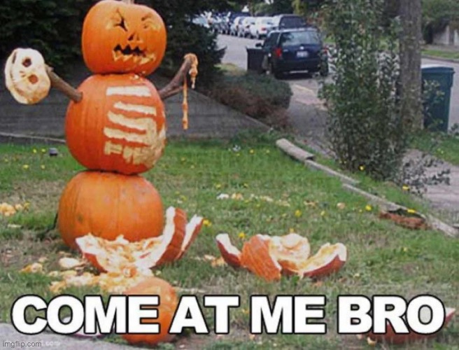shredded | image tagged in funny,meme,halloween,pumpkin,come at me bro | made w/ Imgflip meme maker