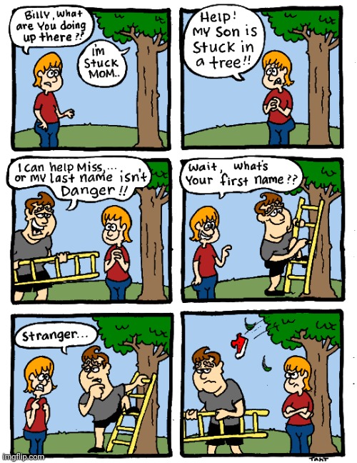 To the rescue | image tagged in tree,trees,stuck,comics,comics/cartoons,ladder | made w/ Imgflip meme maker