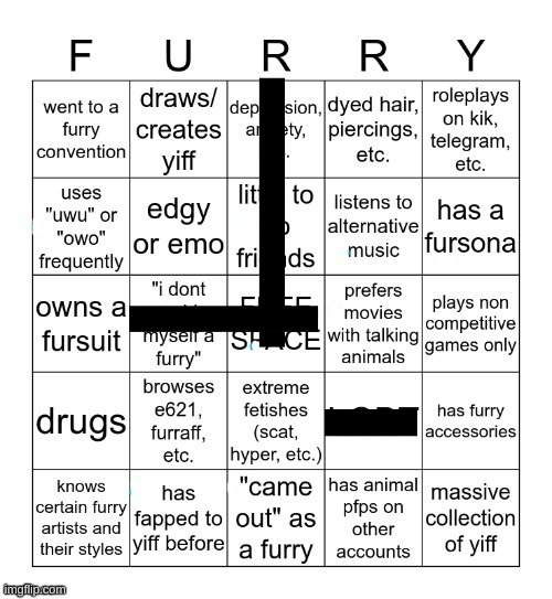 At least I'm not a furry! | image tagged in furry bingo v2,bad memes | made w/ Imgflip meme maker