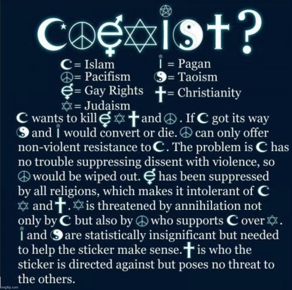 You CANNOT Coexist With an Ideology That Wants to Kill You. Period. | image tagged in coexistence,full retard,never go full retard,full metal jacket | made w/ Imgflip meme maker