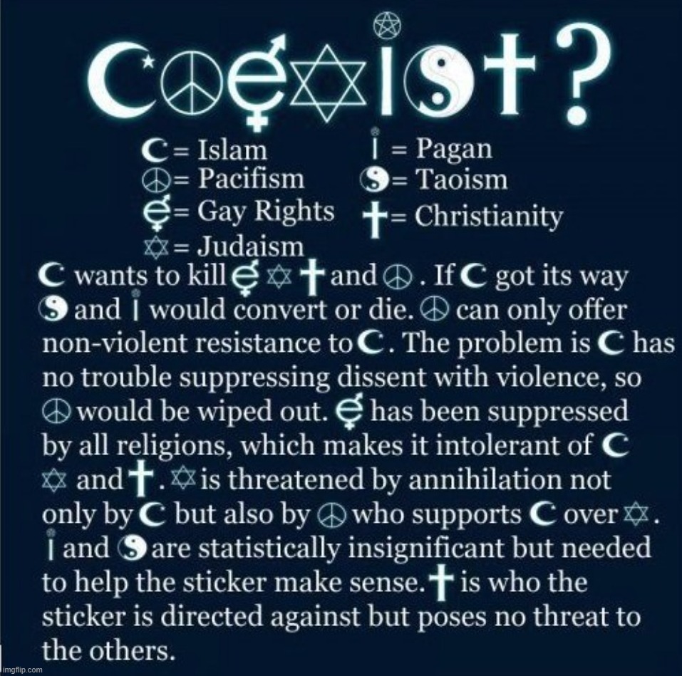 You CANNOT Coexist With an Ideology That Wants to Kill You. Period. | image tagged in coexistence,full retard,never go full retard,full metal jacket | made w/ Imgflip meme maker