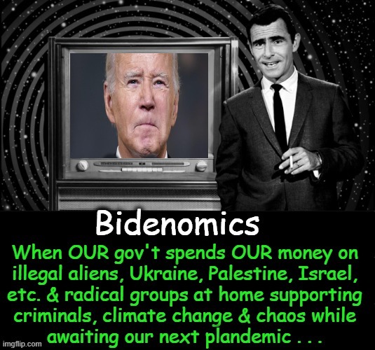 Living in the ZONE... | image tagged in politics,political humor,the twilight zone,you can't make this stuff up,bidenomics,money | made w/ Imgflip meme maker