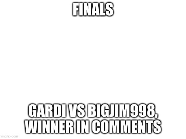 FINALS; GARDI VS BIGJIM998, WINNER IN COMMENTS | made w/ Imgflip meme maker