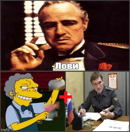 -Catch some seconds, dude. | image tagged in foreign policy,moe throws barney,the simpsons,the godfather,in soviet russia,police chasing guy | made w/ Imgflip meme maker