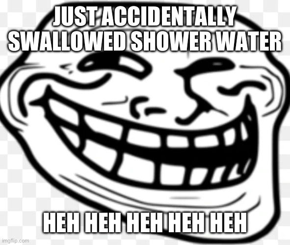 Hehehehehehehe | JUST ACCIDENTALLY SWALLOWED SHOWER WATER; HEH HEH HEH HEH HEH | image tagged in msmg | made w/ Imgflip meme maker