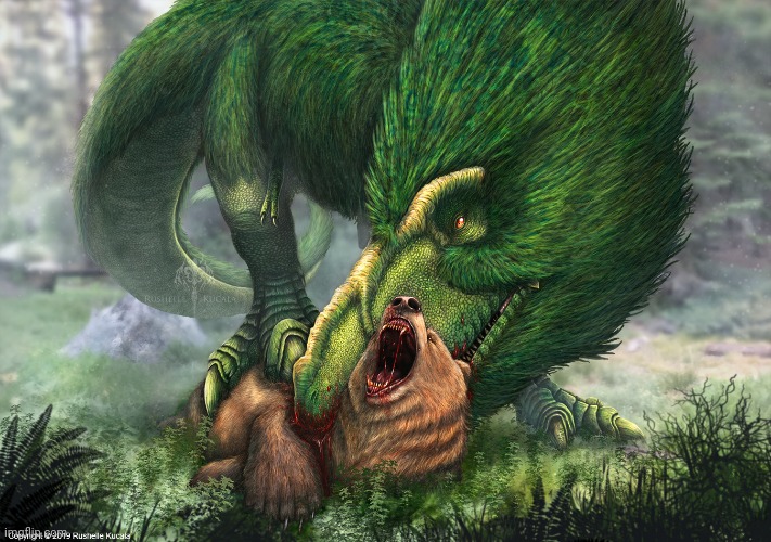 Primitive War: Father T Rex vs Grizzly Bear (Art by TheDragonofDoom) | made w/ Imgflip meme maker