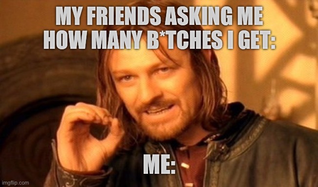 One Does Not Simply | MY FRIENDS ASKING ME HOW MANY B*TCHES I GET:; ME: | image tagged in memes,one does not simply | made w/ Imgflip meme maker