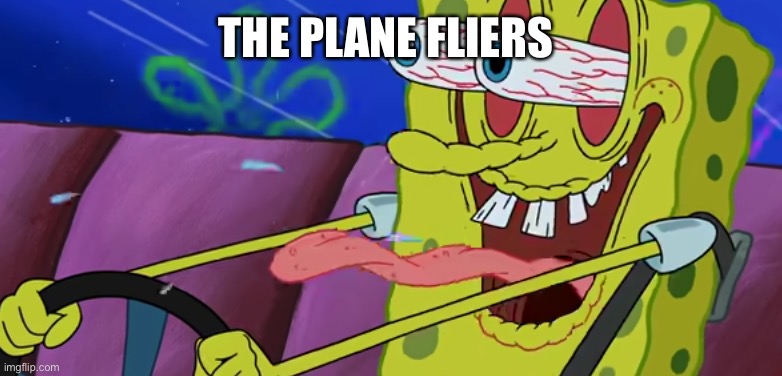 Psychopathic Sponge | THE PLANE FLIERS | image tagged in psychopathic sponge | made w/ Imgflip meme maker