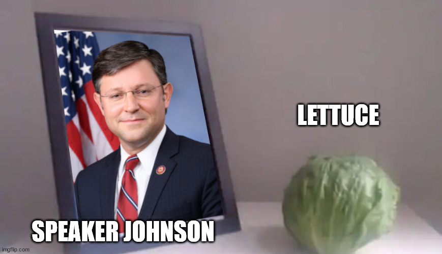 Who is gonna make it longer?  | LETTUCE; SPEAKER JOHNSON | image tagged in who makes it longer johnson v lettuce | made w/ Imgflip meme maker
