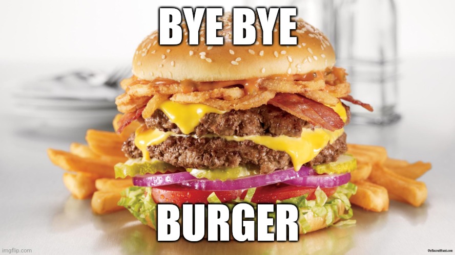 *smash* | BYE BYE; BURGER | image tagged in burger fries | made w/ Imgflip meme maker
