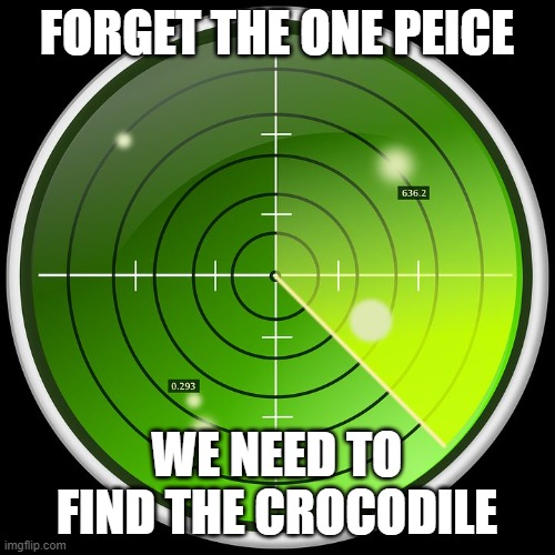 radar | FORGET THE ONE PEICE WE NEED TO FIND THE CROCODILE | image tagged in radar | made w/ Imgflip meme maker
