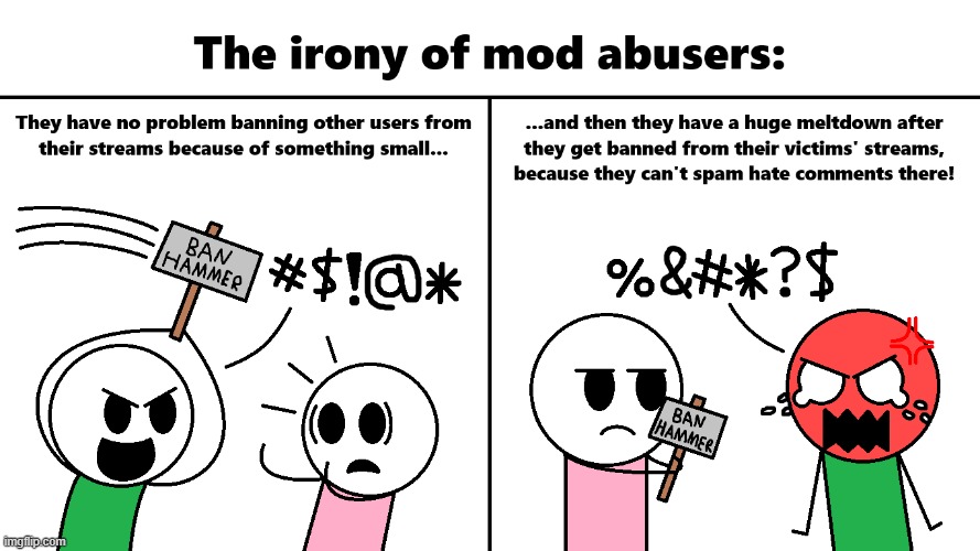 image tagged in mod abusers,ban hammer,imgflip comics | made w/ Imgflip meme maker